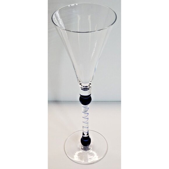 Martini & Rossi Asti Tall Crystal Champagne Glass Cobalt color stem - Picture 2 of 6